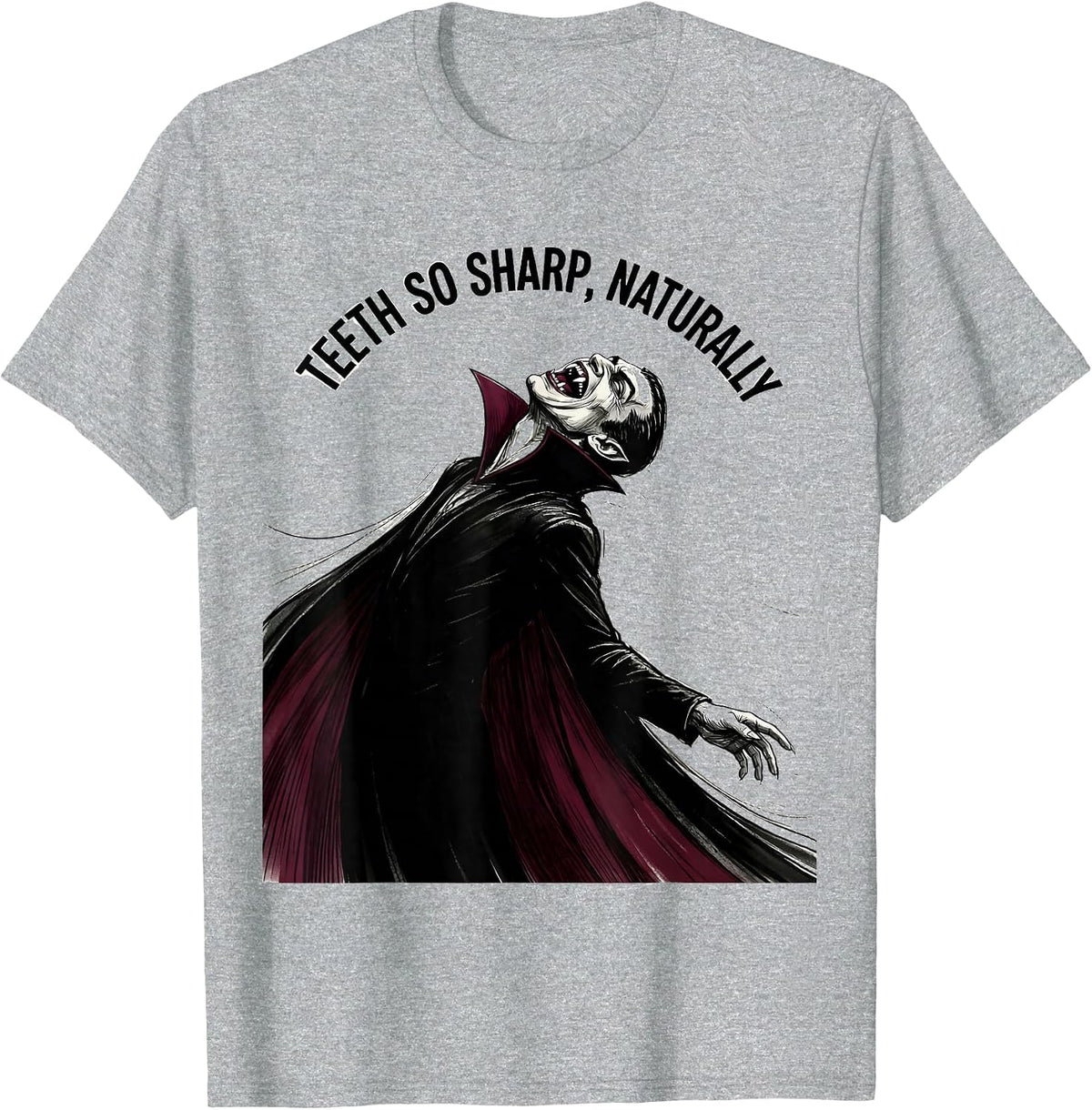 Men's Teeth So Sharp Naturally Dental Halloween Design T-Shirt - Heather Grey