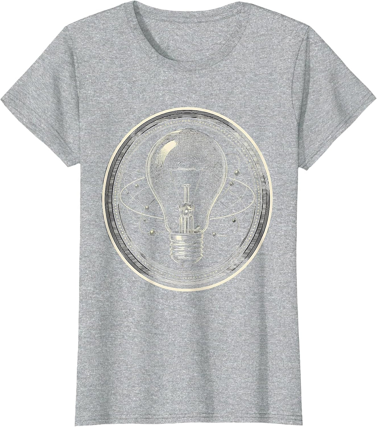 Science Teacher Atom Lightbulb Illustration T-Shirt - Heather Grey