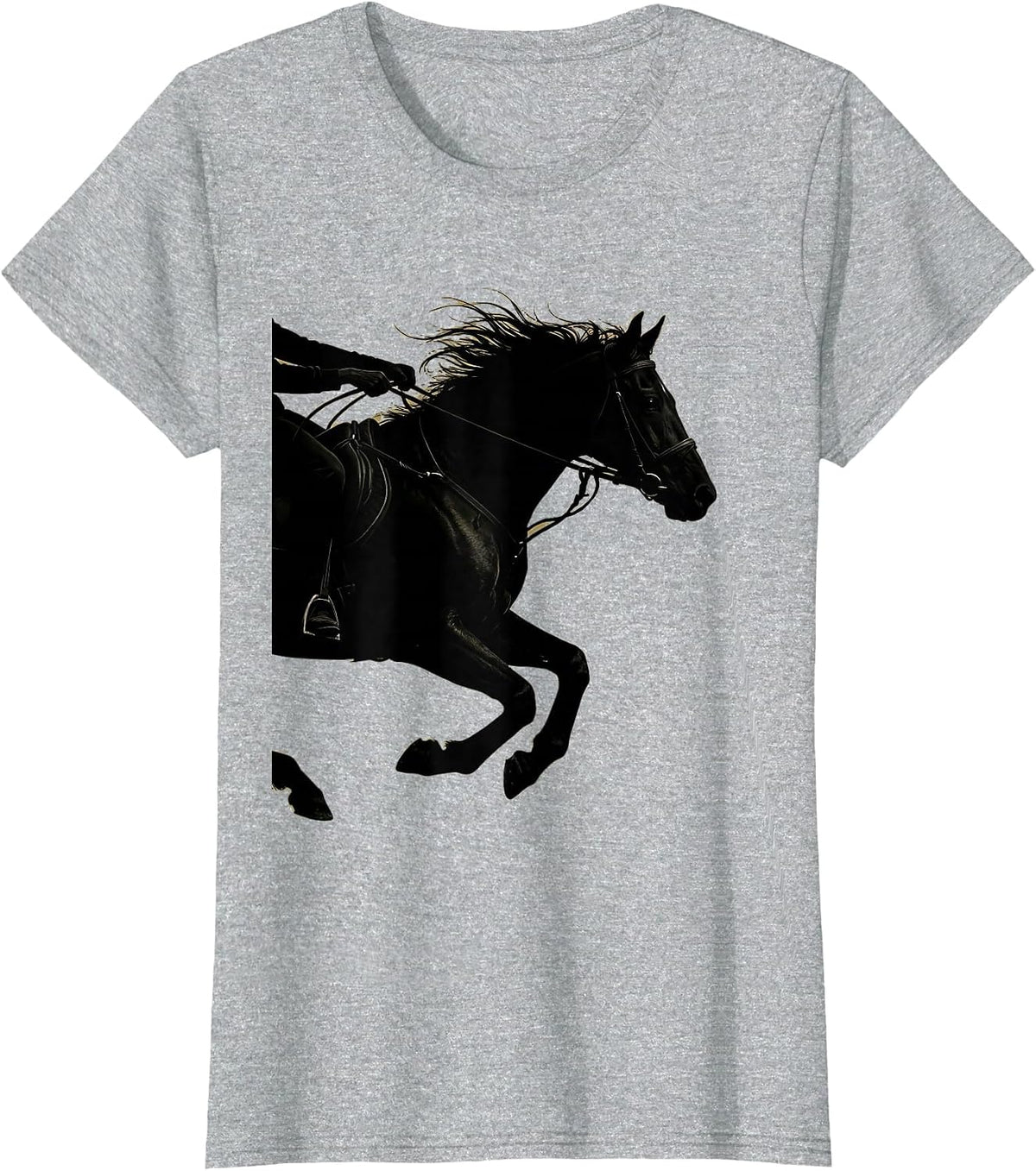 Galloping Horse Reins Grip Equestrian Illustration T-Shirt - Heather Grey