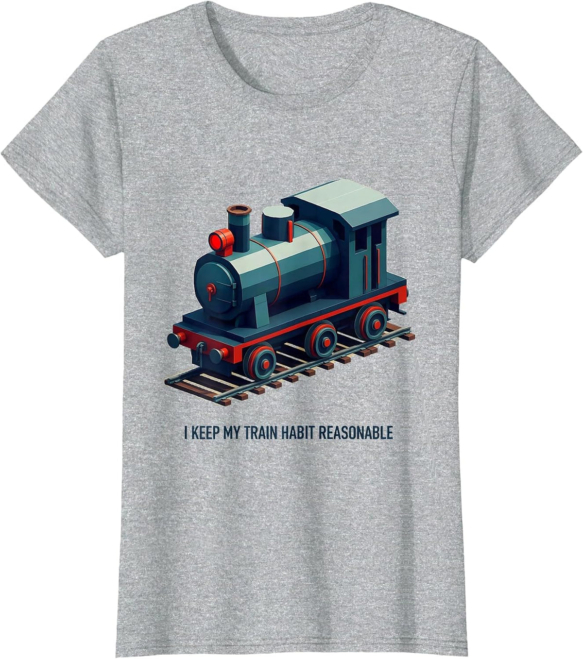 Women's I Keep My Train Habit Reasonable Funny Model Railroad Steam T-Shirt - Heather Grey
