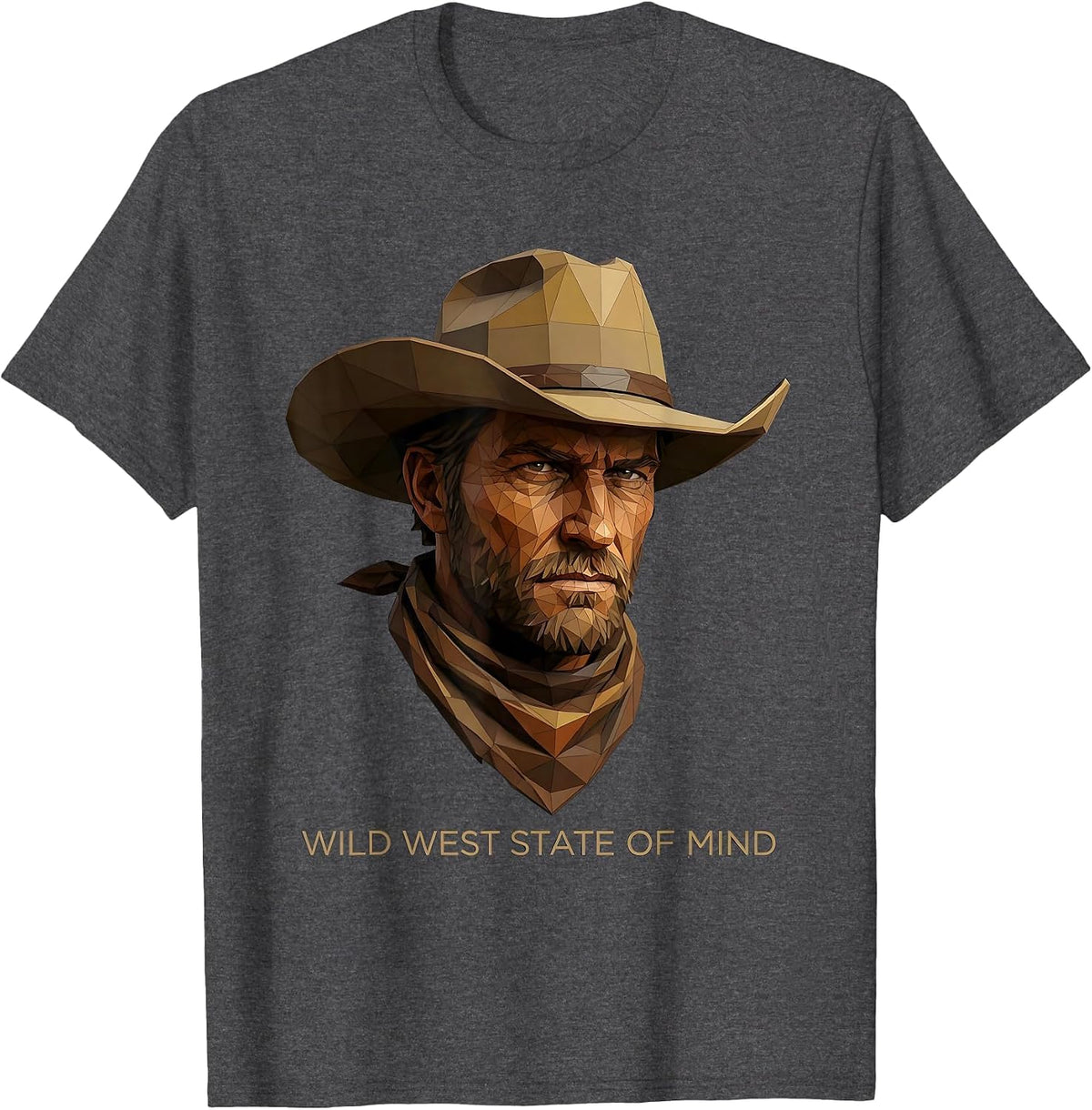 Men's Wild West State of Mind Cowboy Design T-Shirt - Dark Heather Grey
