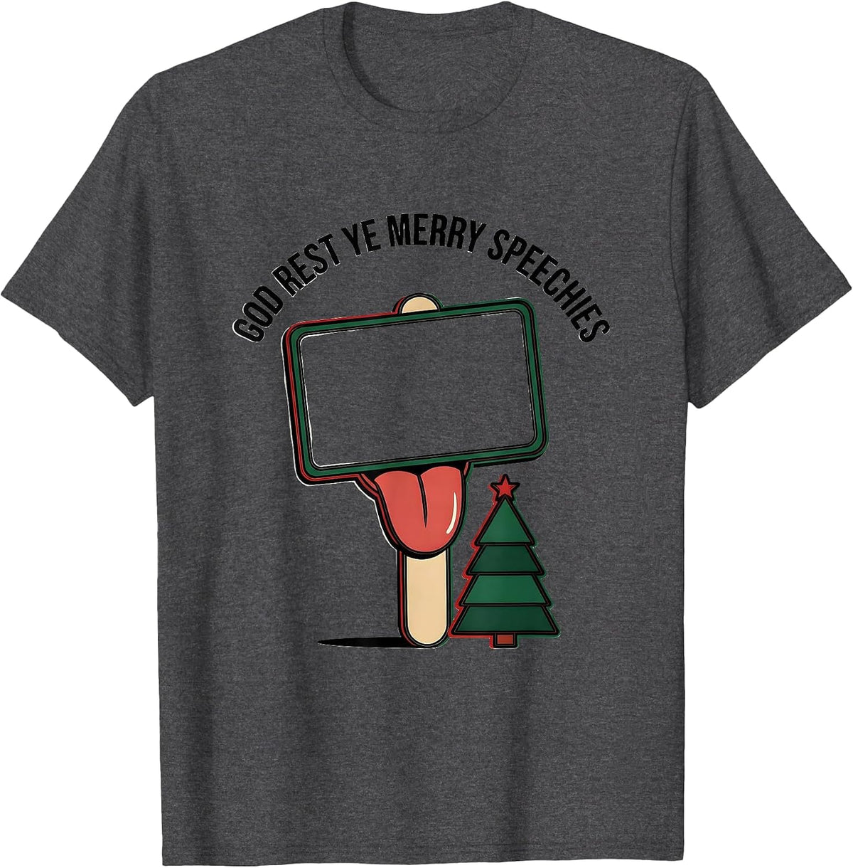 Men's God Rest Ye Merry Speechies Funny Speech Therapist SLP T-Shirt - Dark Heather Grey