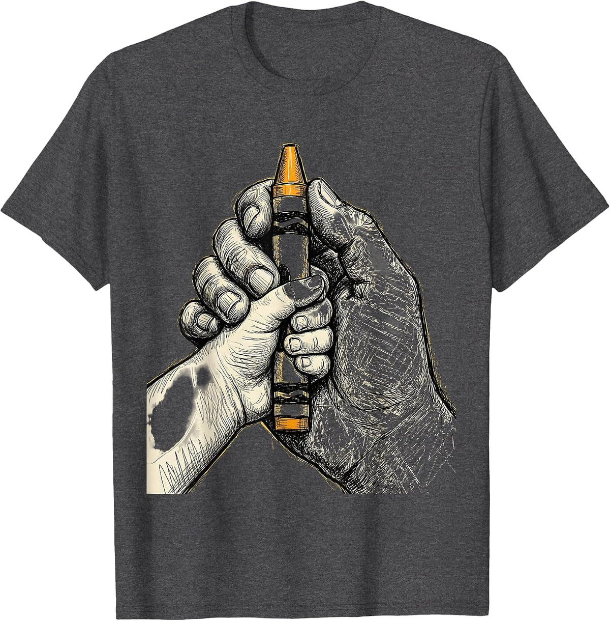 Special Education Teacher Crayon Hands Graphic T-Shirt - Dark Heather Grey