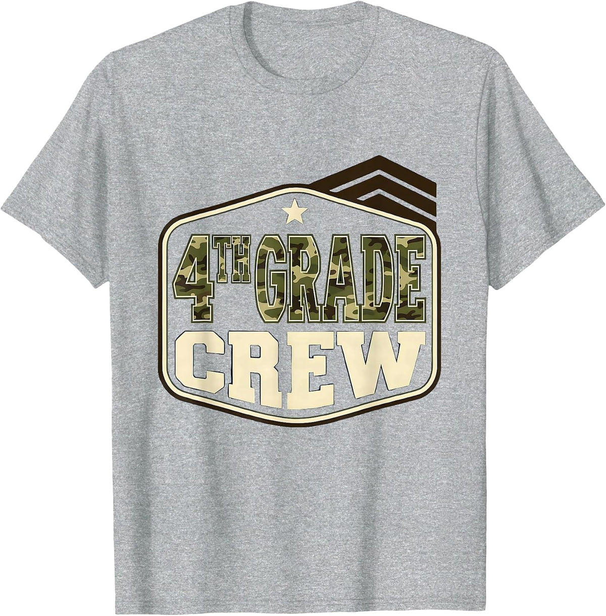 Men's 4TH GRADE CREW Camo Fourth Grade Back To School Boys T-Shirt - Heather Grey