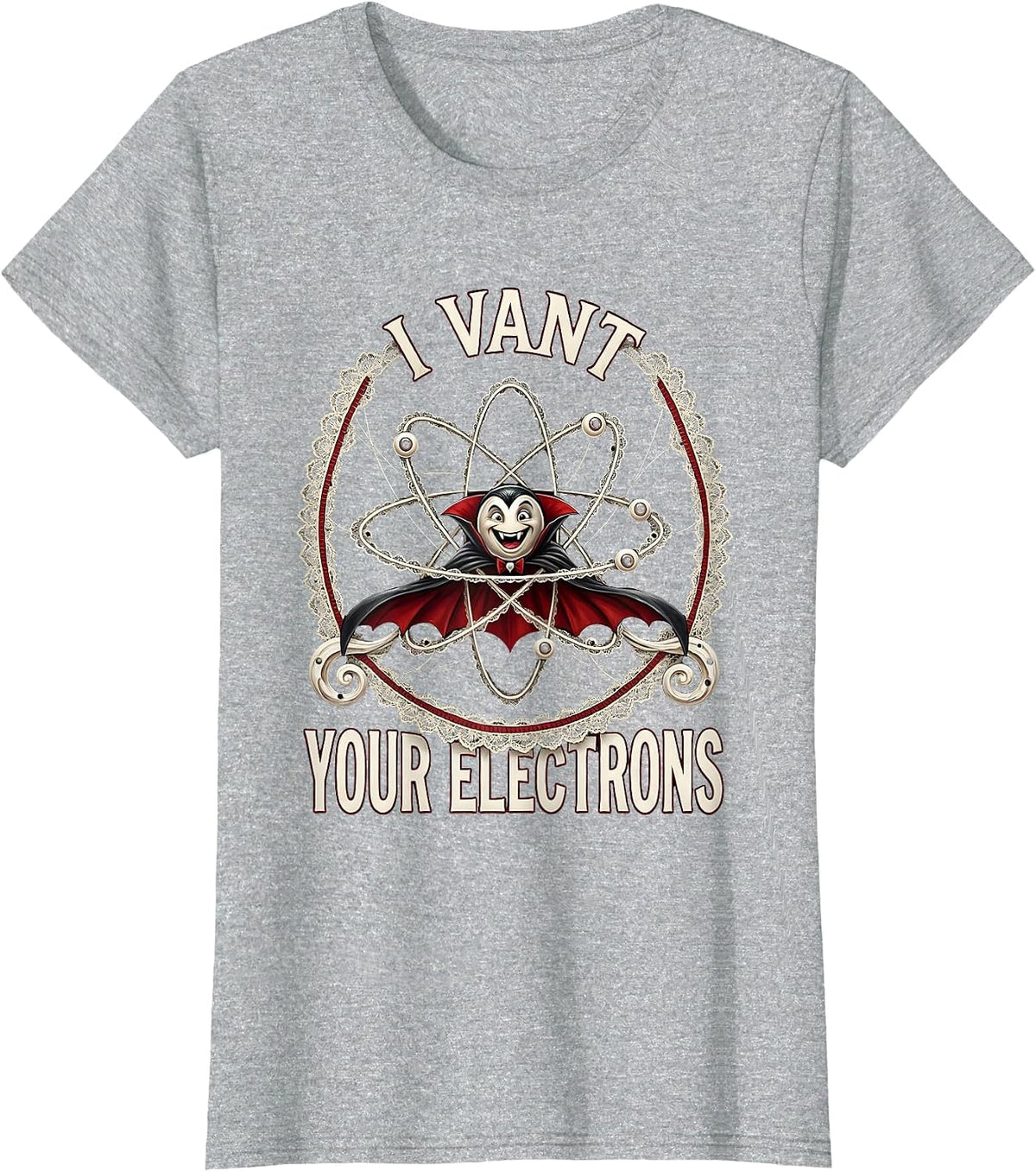I Vant Your Electrons Halloween Vampire Molecule T-Shirt - Heather Grey