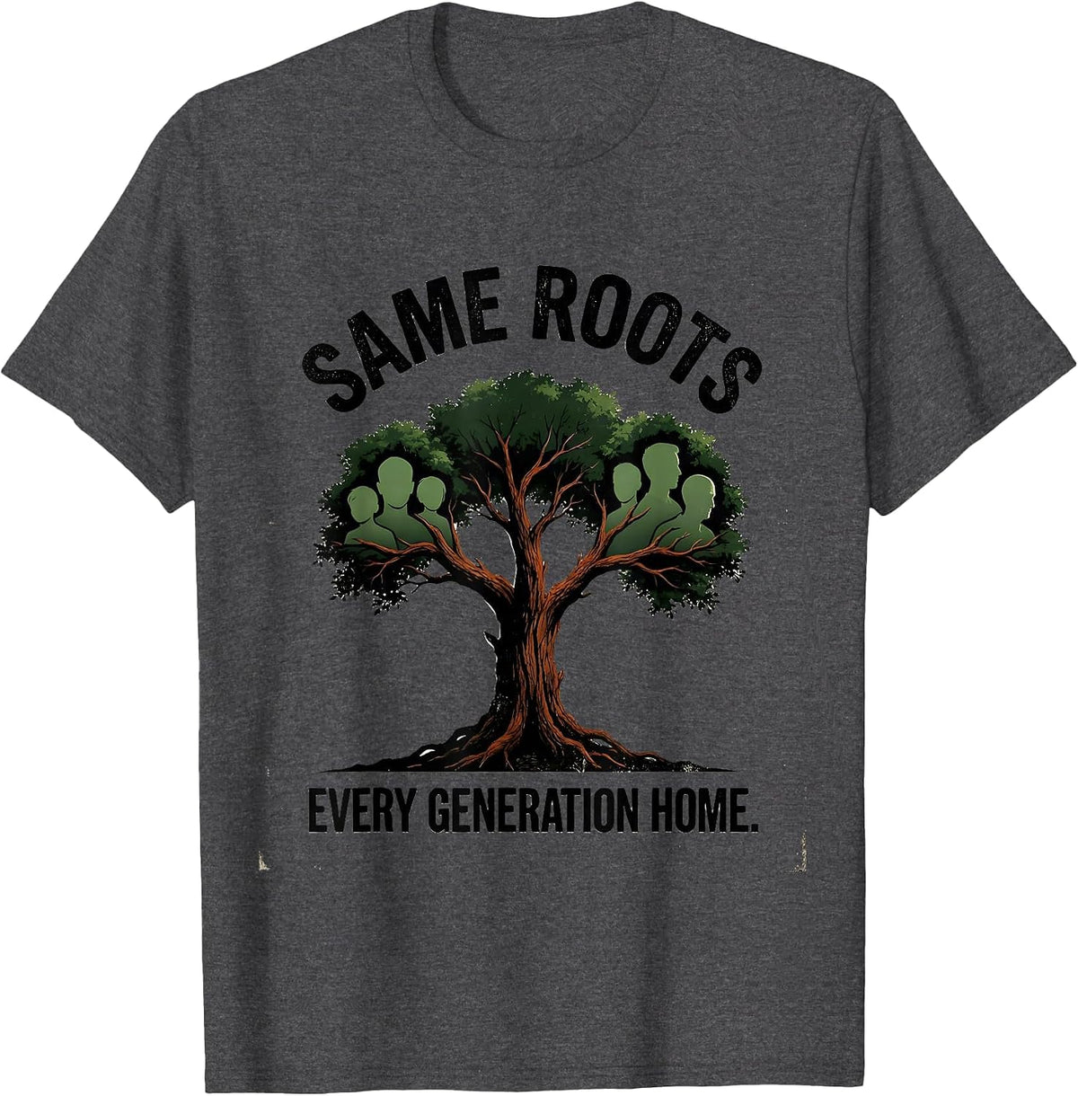 Men's Same Roots, Every Generation Home Vintage Family Reunion T-Shirt - Dark Heather Grey