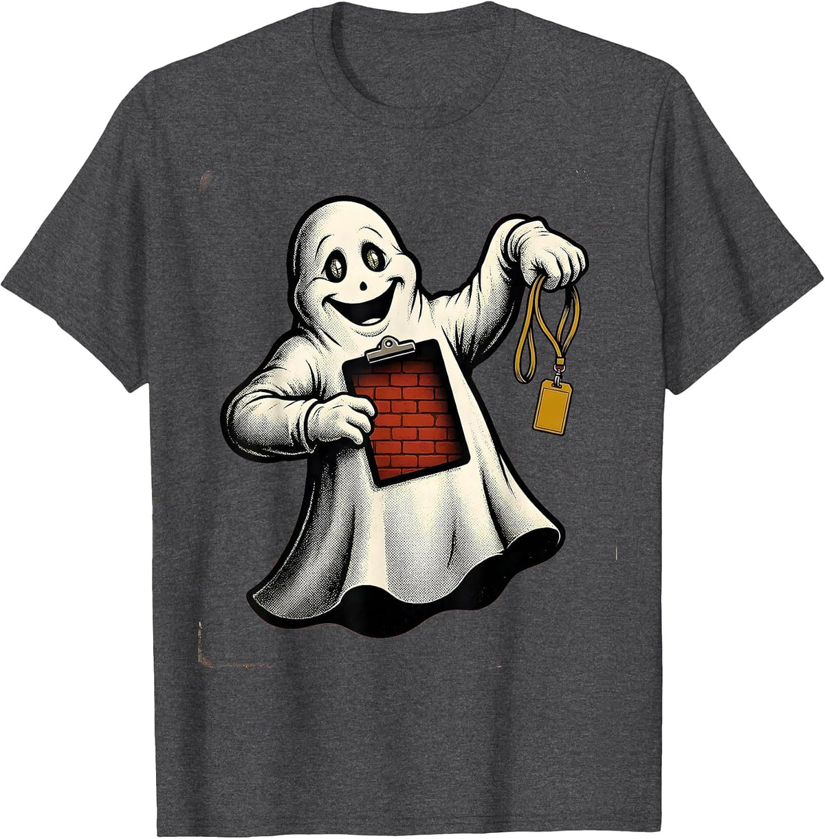 Men's Retro Cartoon Ghost Para Normal Activities SPED Teacher T-Shirt - Dark Heather Grey
