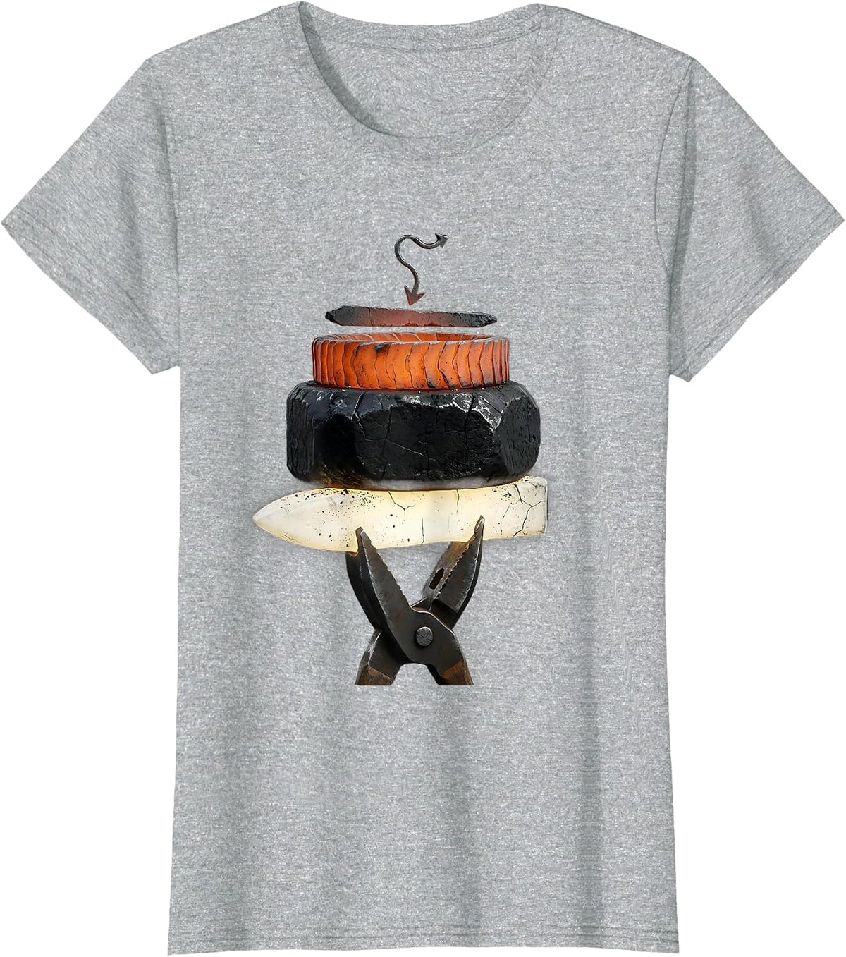 Women's Forged Steel Bands Distressed Blacksmith Metalworker Gift T-Shirt - Heather Grey