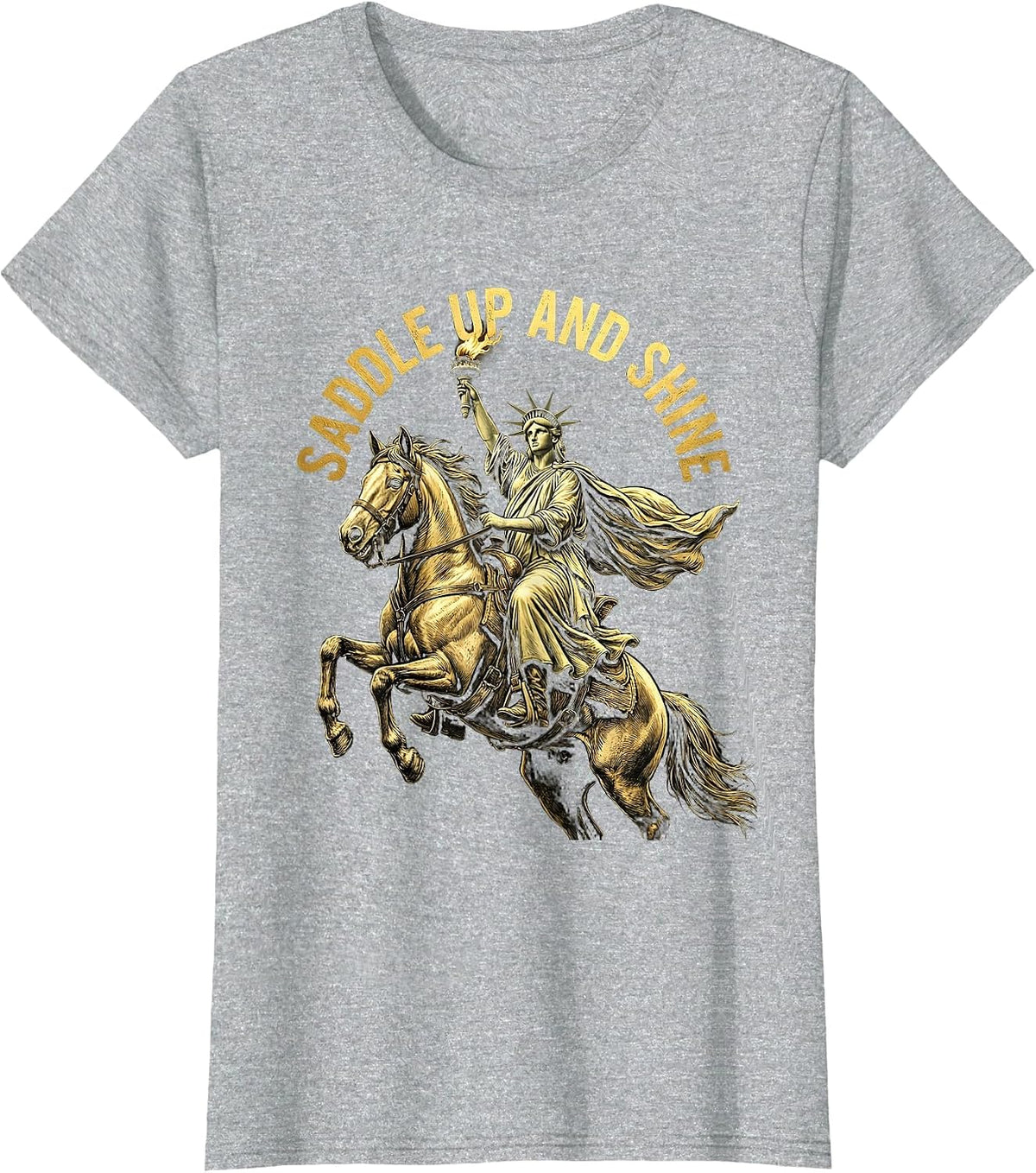 Saddle Up and Shine Horse Lover Design T-Shirt - Heather Grey