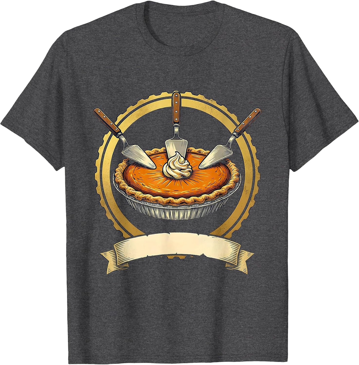 Pumpkin Pie Seal Funny Thanksgiving Food Humor T-Shirt - Dark Heather Grey