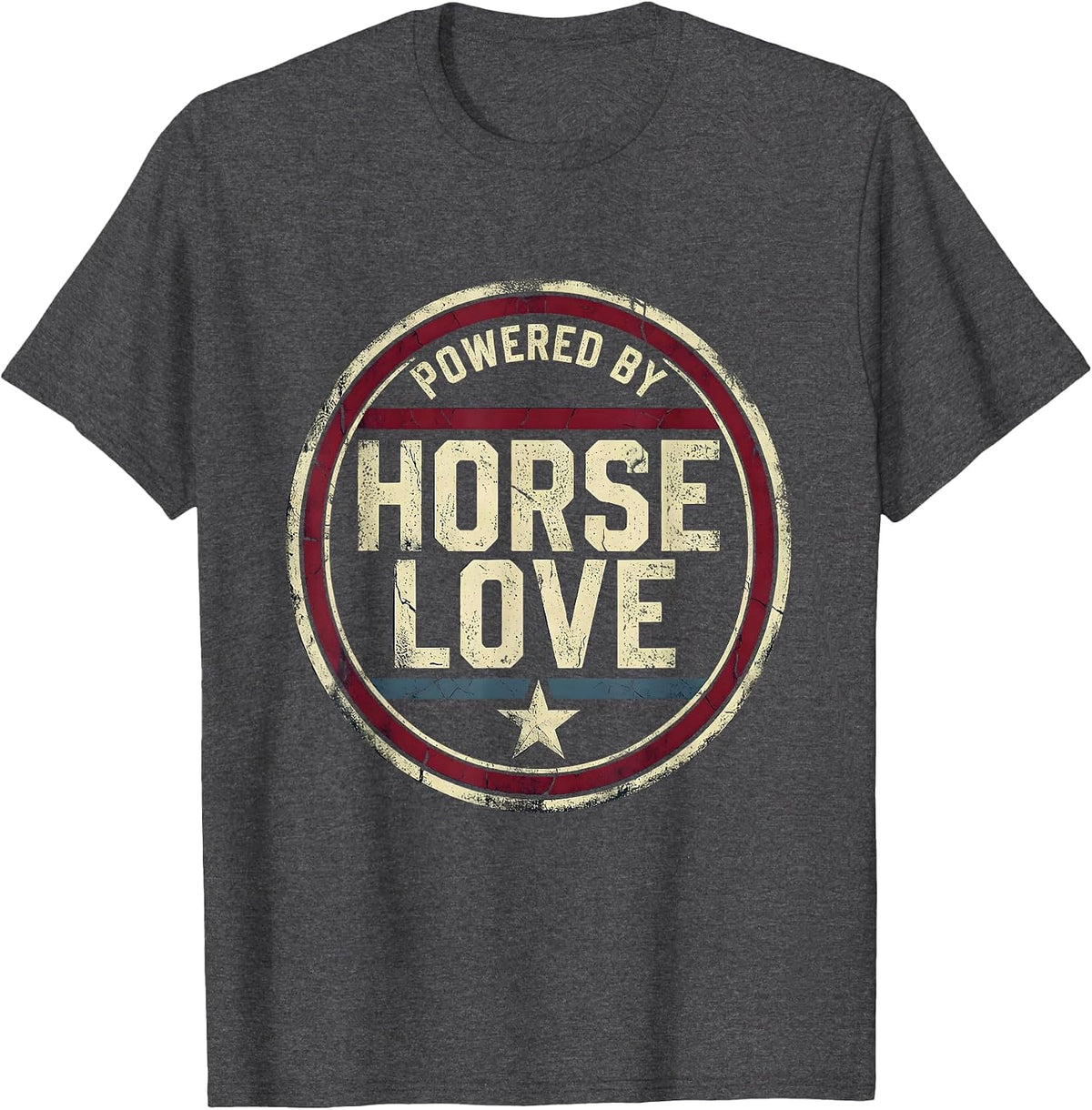 Men's Powered by Horse Love Equestrian Design T-Shirt - Dark Heather Grey