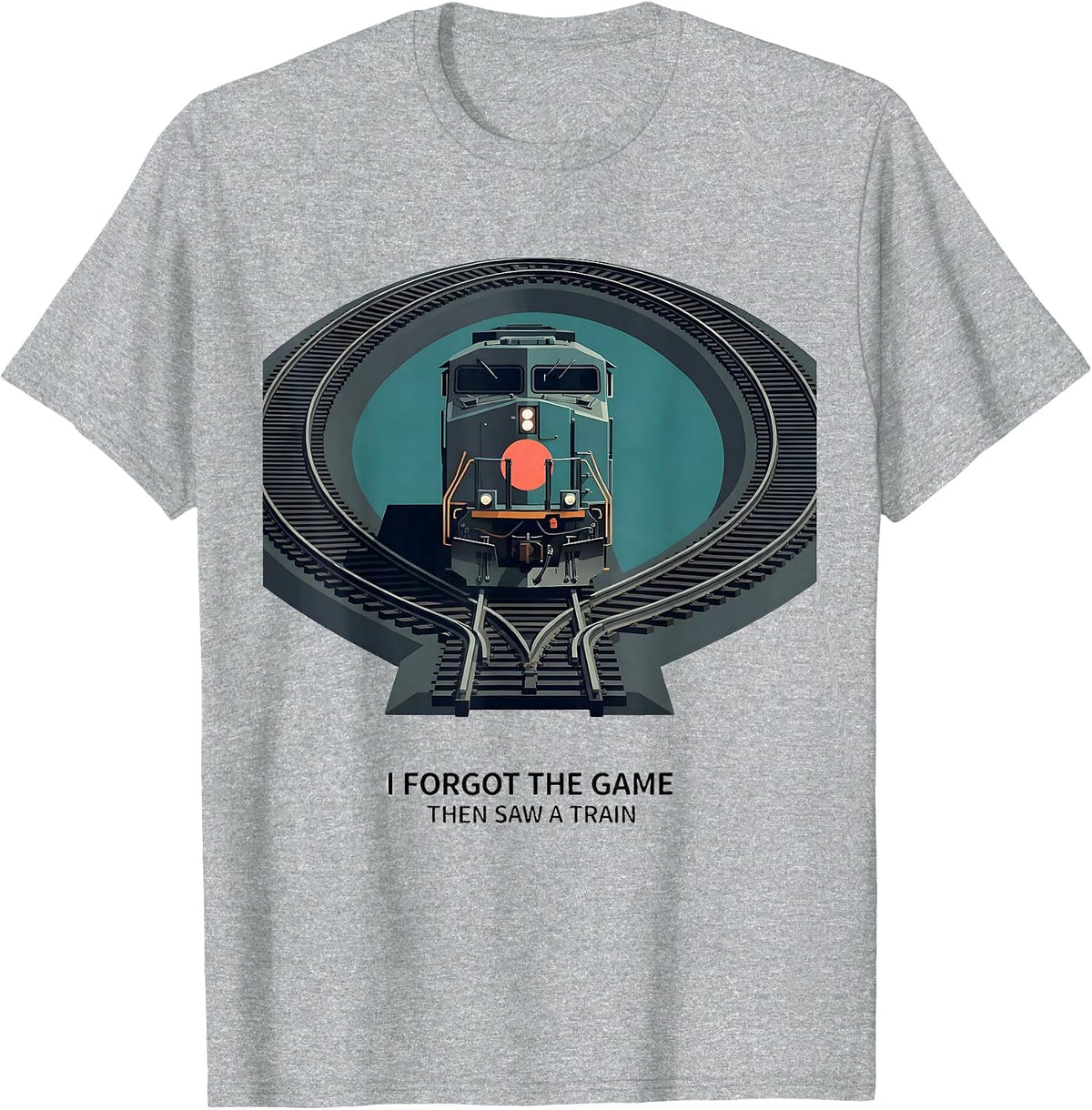 Men's I Forgot The Game, Then Saw A Train Funny Train Enthusiast T-Shirt - Heather Grey