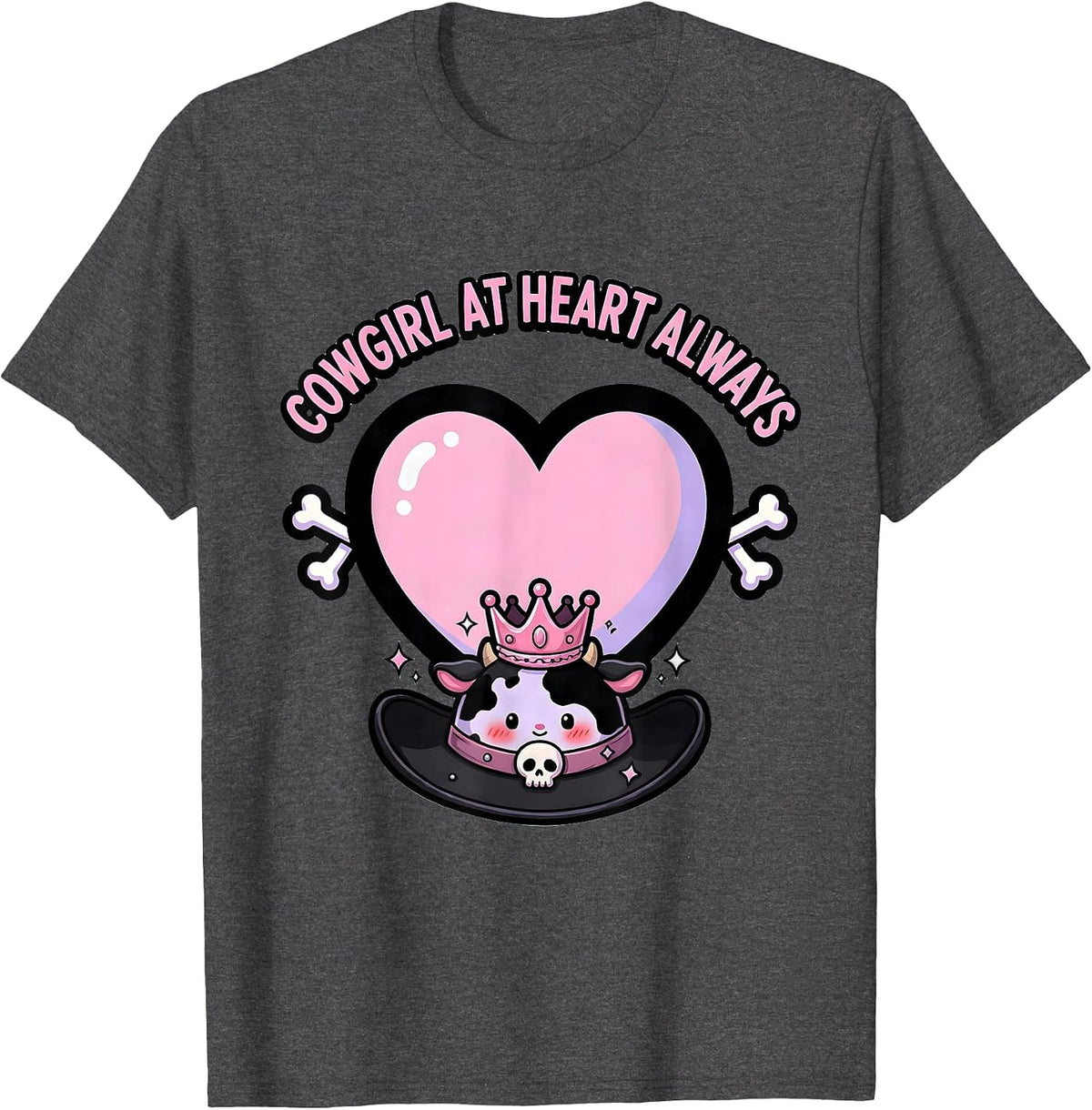 Cowgirl At Heart Always Western Spirit Design T-Shirt - Dark Heather Grey