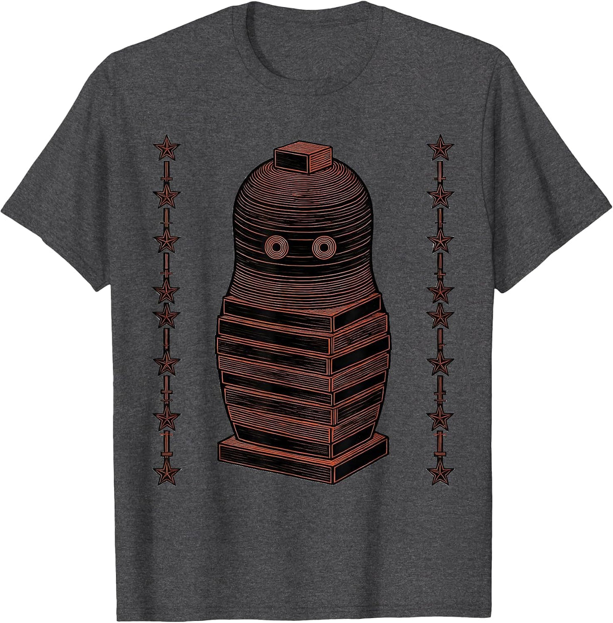 Nested Matryoshka Silhouette Soviet Russian Nostalgia Retro T-Shirt - Dark Heather Grey