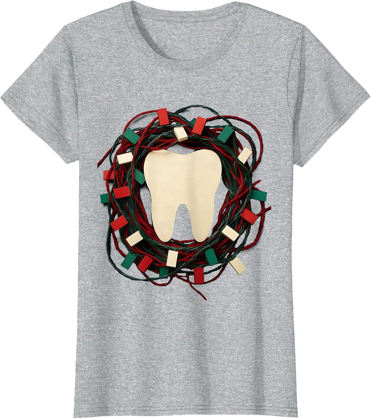 Broad Twin-Root Molar Dental Christmas Humor Dentist Gift T-Shirt - Heather Grey