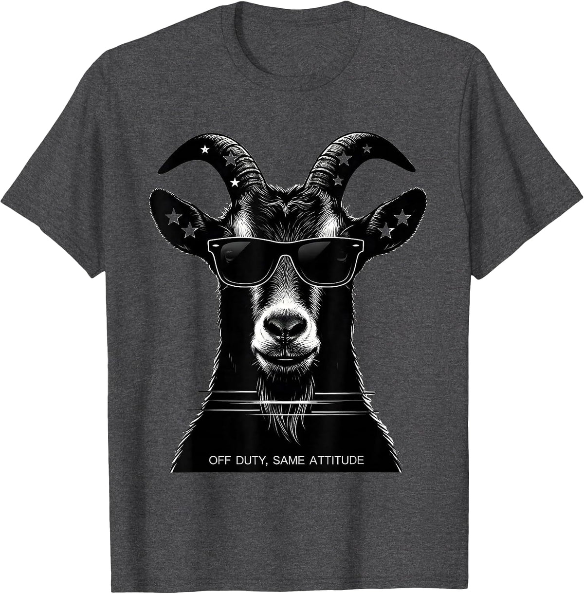 Men's Off Duty Same Attitude Funny Goat Lover Animal Humor T-Shirt - Dark Heather Grey