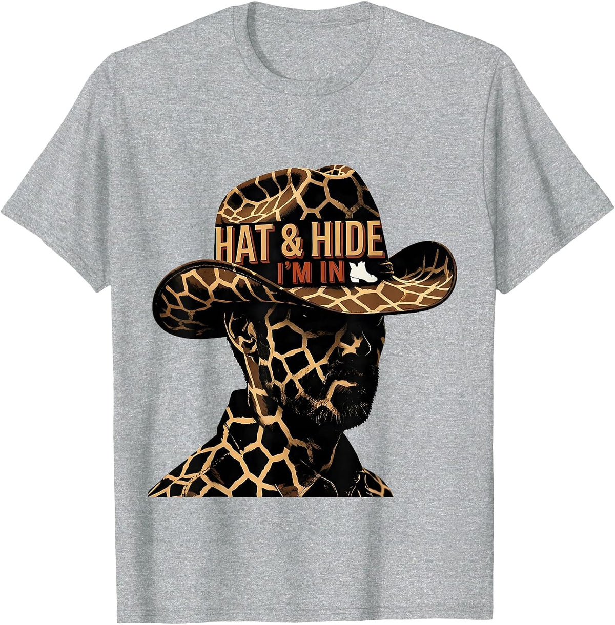 Men's Hat & Hide I'm In Western Cowgirl Rodeo Animal Skin Pattern T-Shirt - Heather Grey