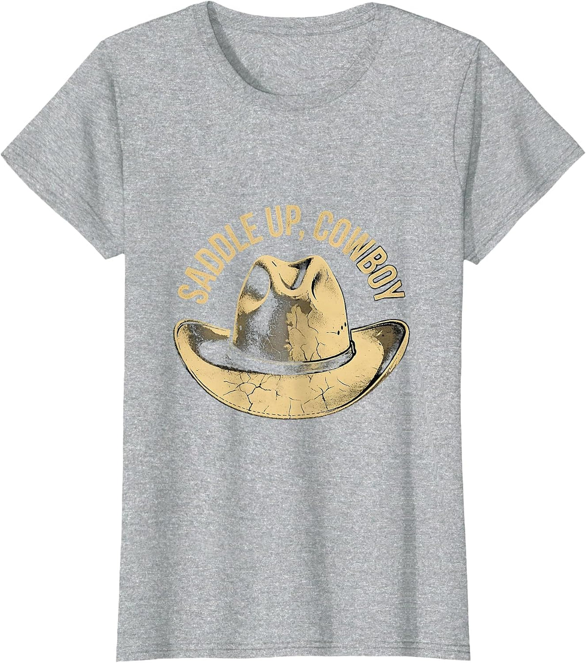 Women's Saddle Up Cowboy Western Graphic Design T-Shirt - Heather Grey