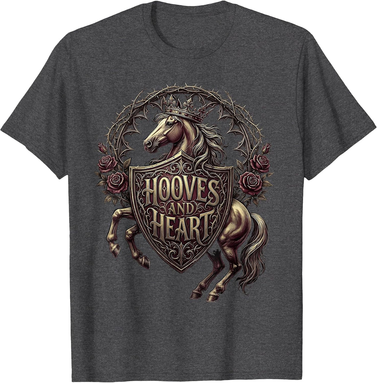 Hooves and Heart Horse Lover Women Design T-Shirt - Dark Heather Grey