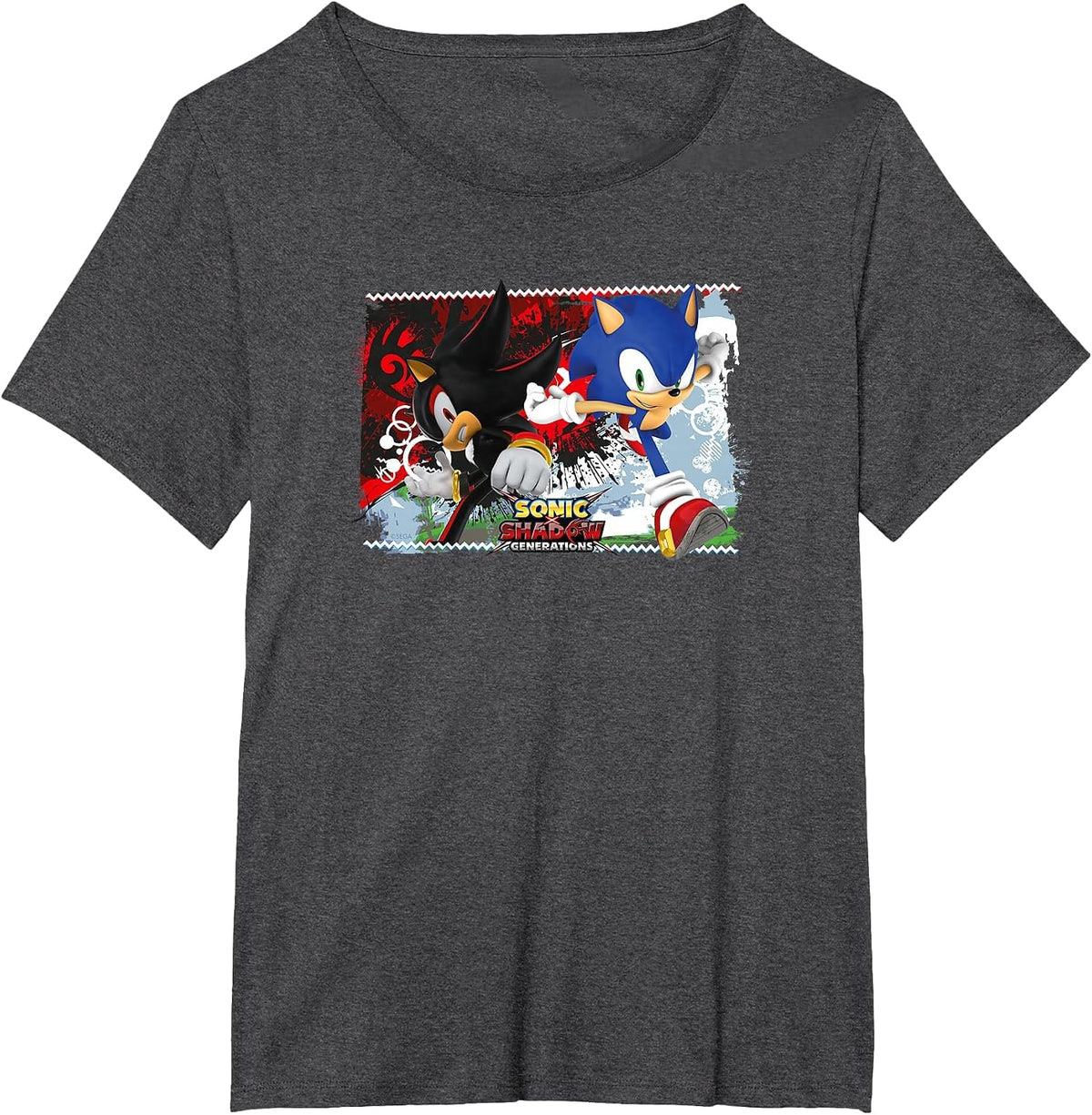 Sonic the Hedgehog, Sonic X Shadow Generations - Split T-Shirt - Dark Heather Grey