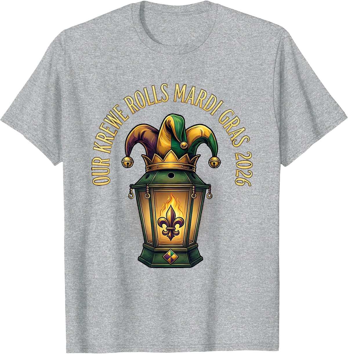 Men's Our Krewe Rolls Mardi Gras 2026 Festive Carnival Party T-Shirt - Heather Grey