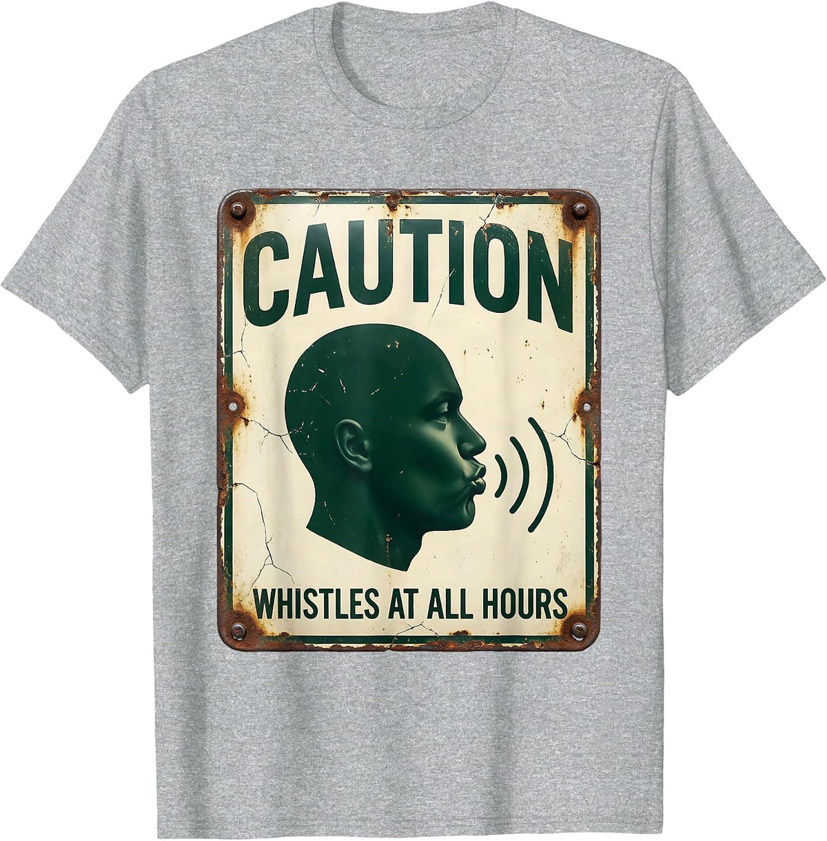 Men's Caution: Whistles At All Hours Vintage Funny Music Lover T-Shirt - Heather Grey