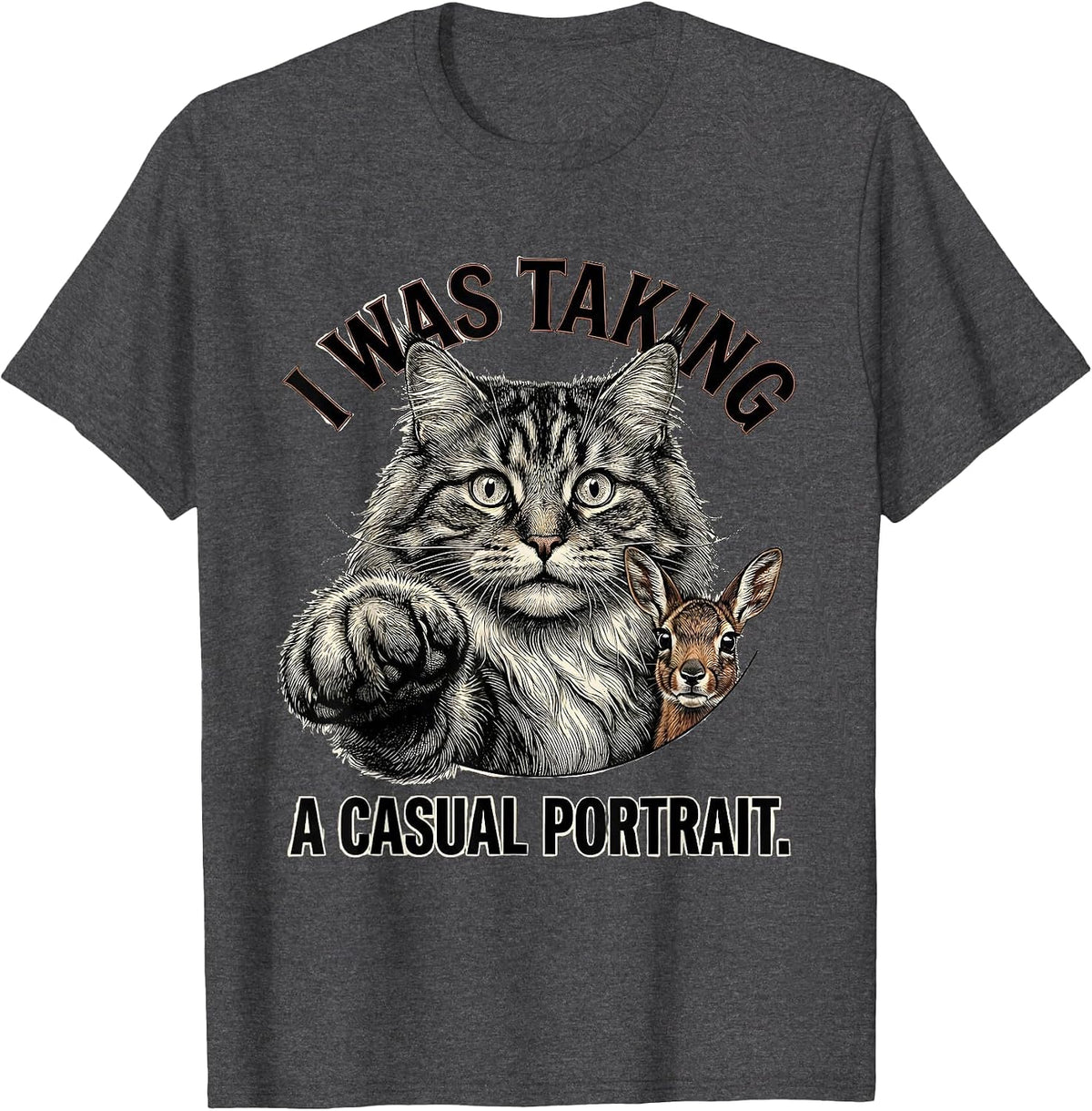 Men's I Was Taking A Casual Portrait Funny Norwegian Forest Cat T-Shirt - Dark Heather Grey