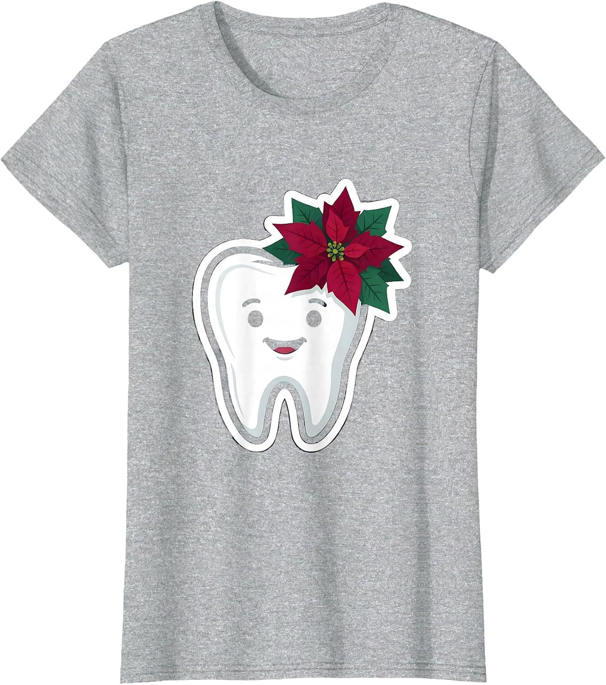 Women's Broad Tooth Dentist Christmas Dental Team Humor T-Shirt - Heather Grey