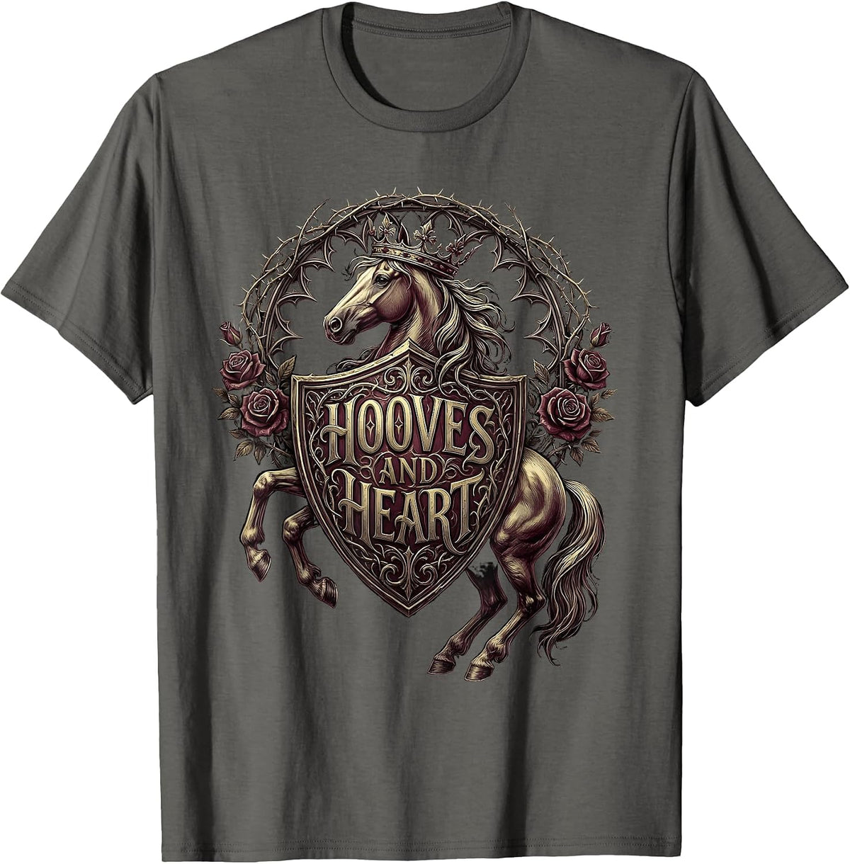 Hooves and Heart Horse Lover Women Design T-Shirt - Asphalt Grey