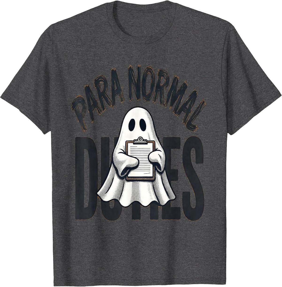 Para Normal Duties Funny SPED Teacher Aide Ghost Halloween T-Shirt - Dark Heather Grey