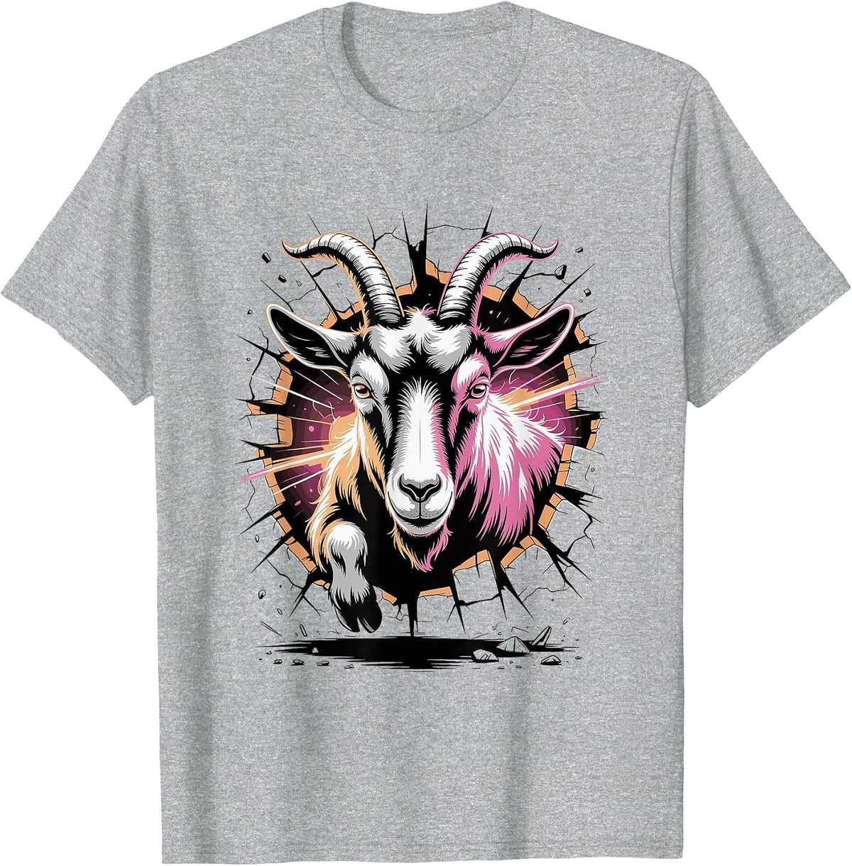 Graffiti Wall Art Goat Goats T-Shirt - Heather Grey
