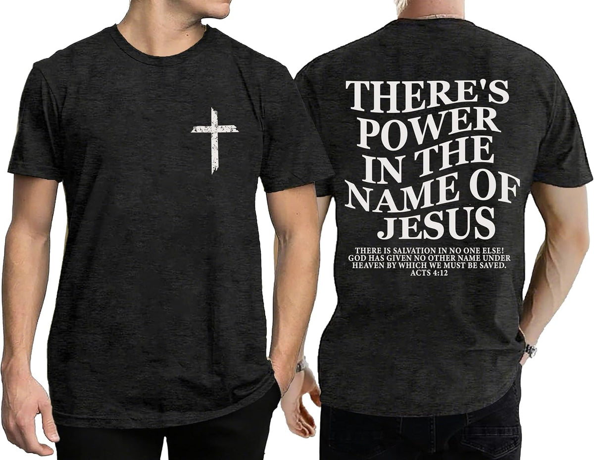 Christian Shirts for Men Faith Cross Bible Verse Graphic Tee - Deepgray