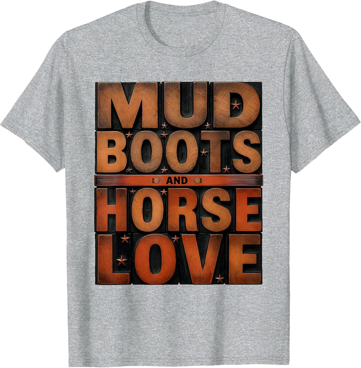 Men's Mud Boots and Horse Love Equestrian Design T-Shirt - Heather Grey