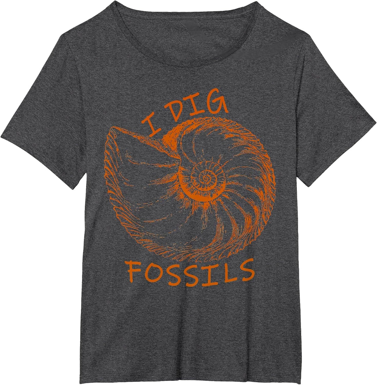 Ammonite Fossil I Dig Fossils T-Shirt - Dark Heather Grey