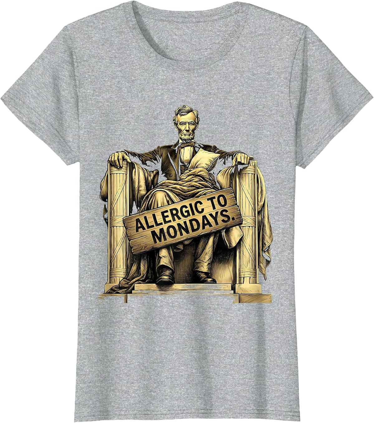 Allergic To Mondays Funny Humor Design T-Shirt - Heather Grey