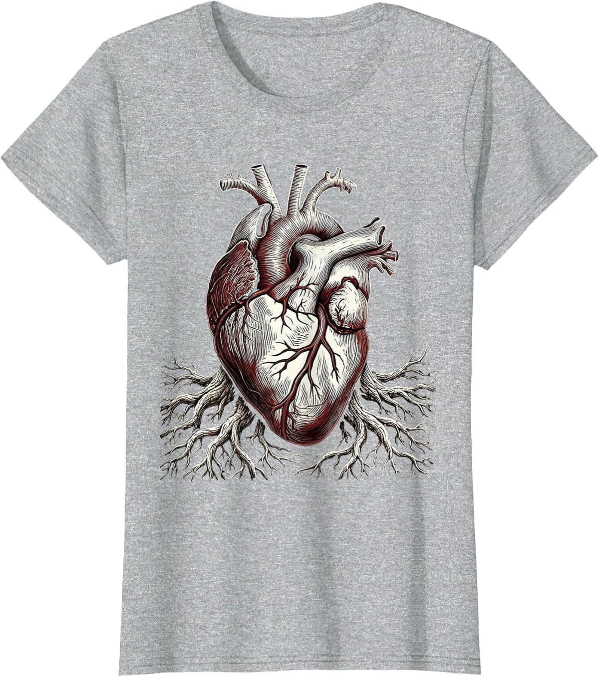 Anatomical Heart Root Veins Science Teacher Design T-Shirt - Heather Grey