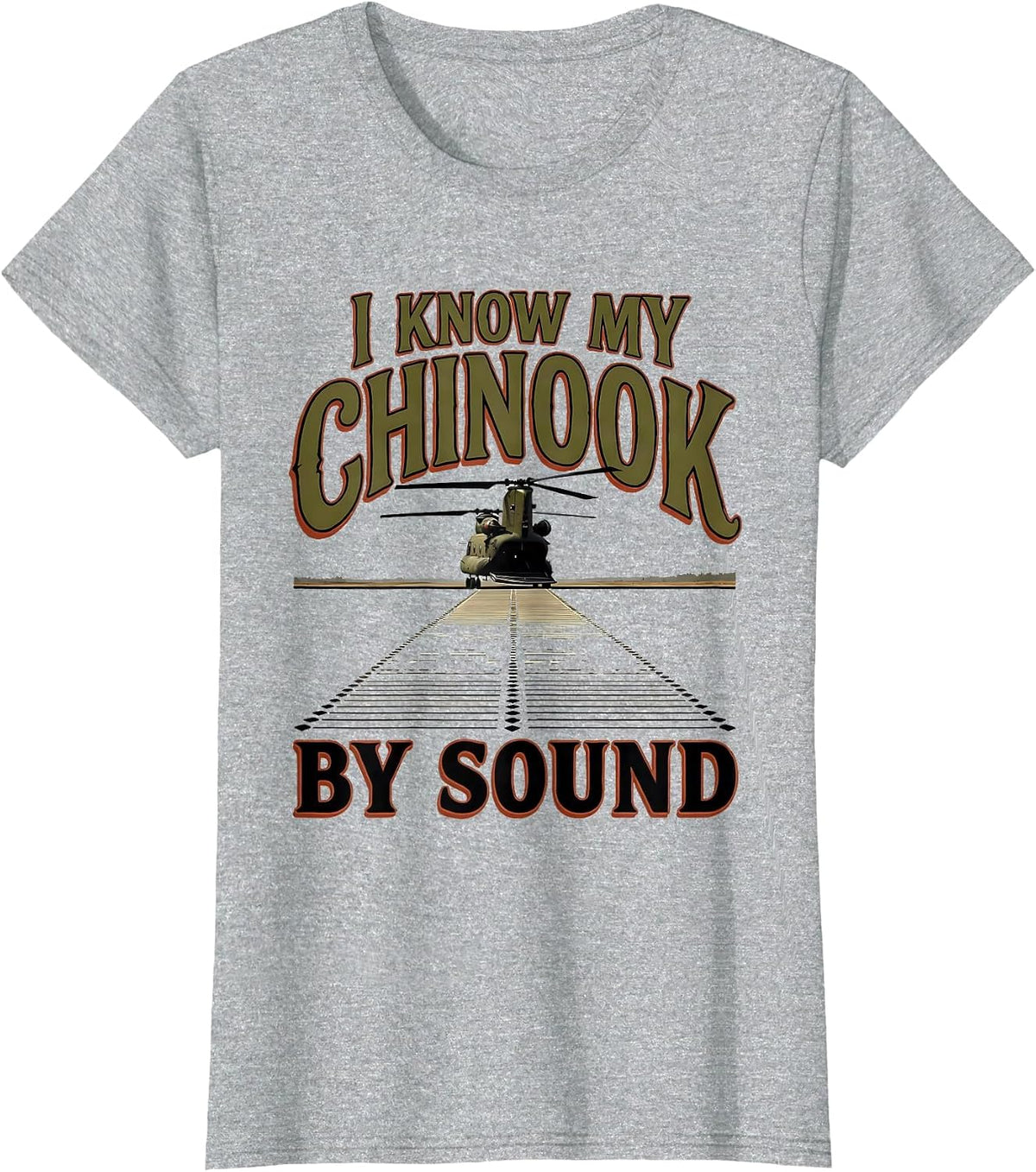 Women's I Know My Chinook By Sound Military Helicopter Veteran Pilot T-Shirt - Heather Grey