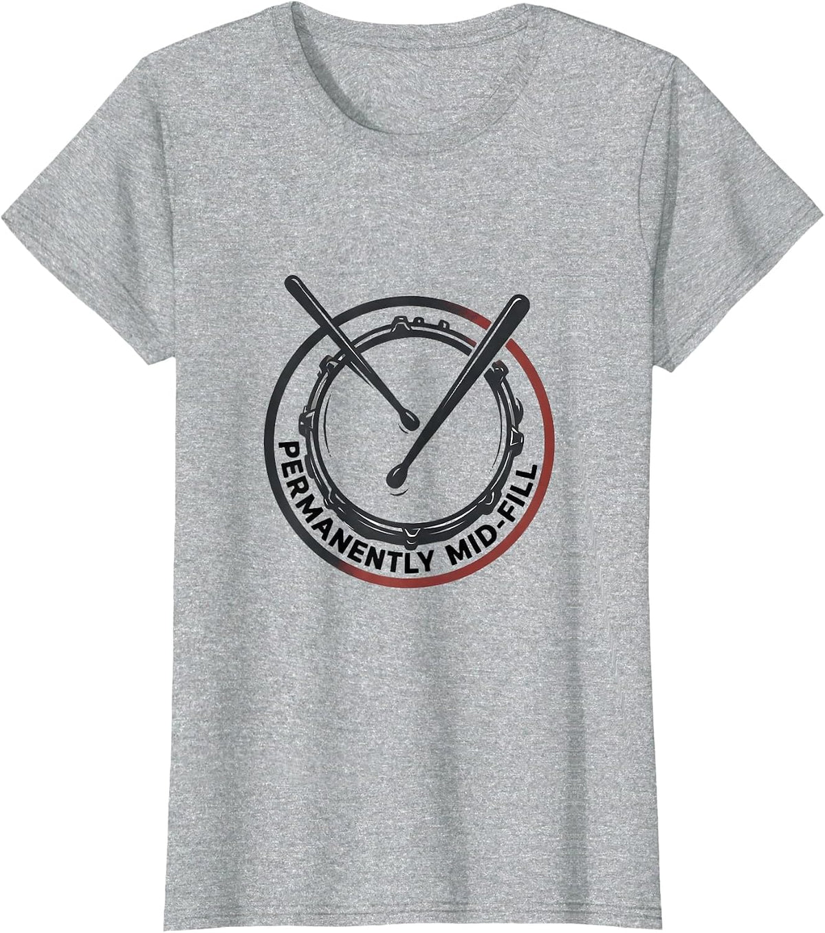 Women's Permanently Mid-Fill Minimalist Drummer Humor Casual Wear T-Shirt - Heather Grey
