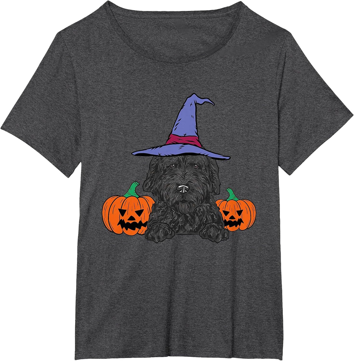 Black Goldendoodle Halloween Doodle Dog T-Shirt - Dark Heather Grey