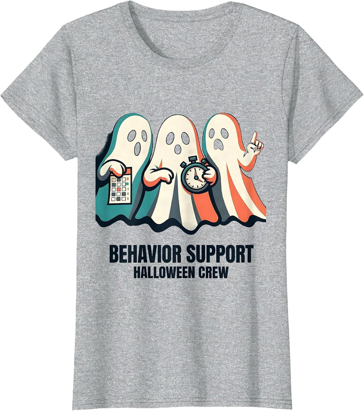 Behavior Support Halloween Crew Funny Medical Worker Boo T-Shirt - Heather Grey