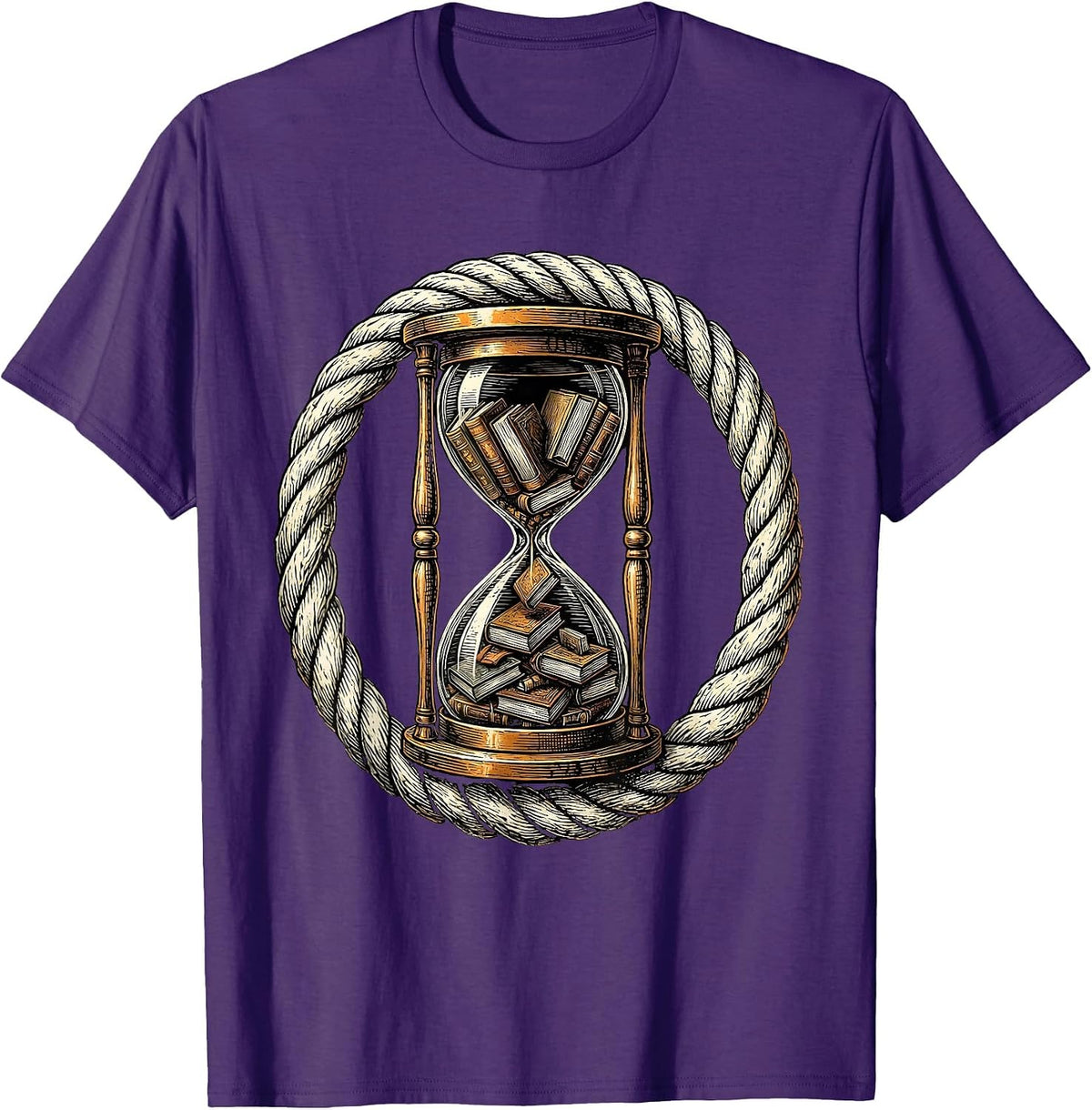 Men's Hourglass Books Time Flies Reading Lover Gift T-Shirt - Purple