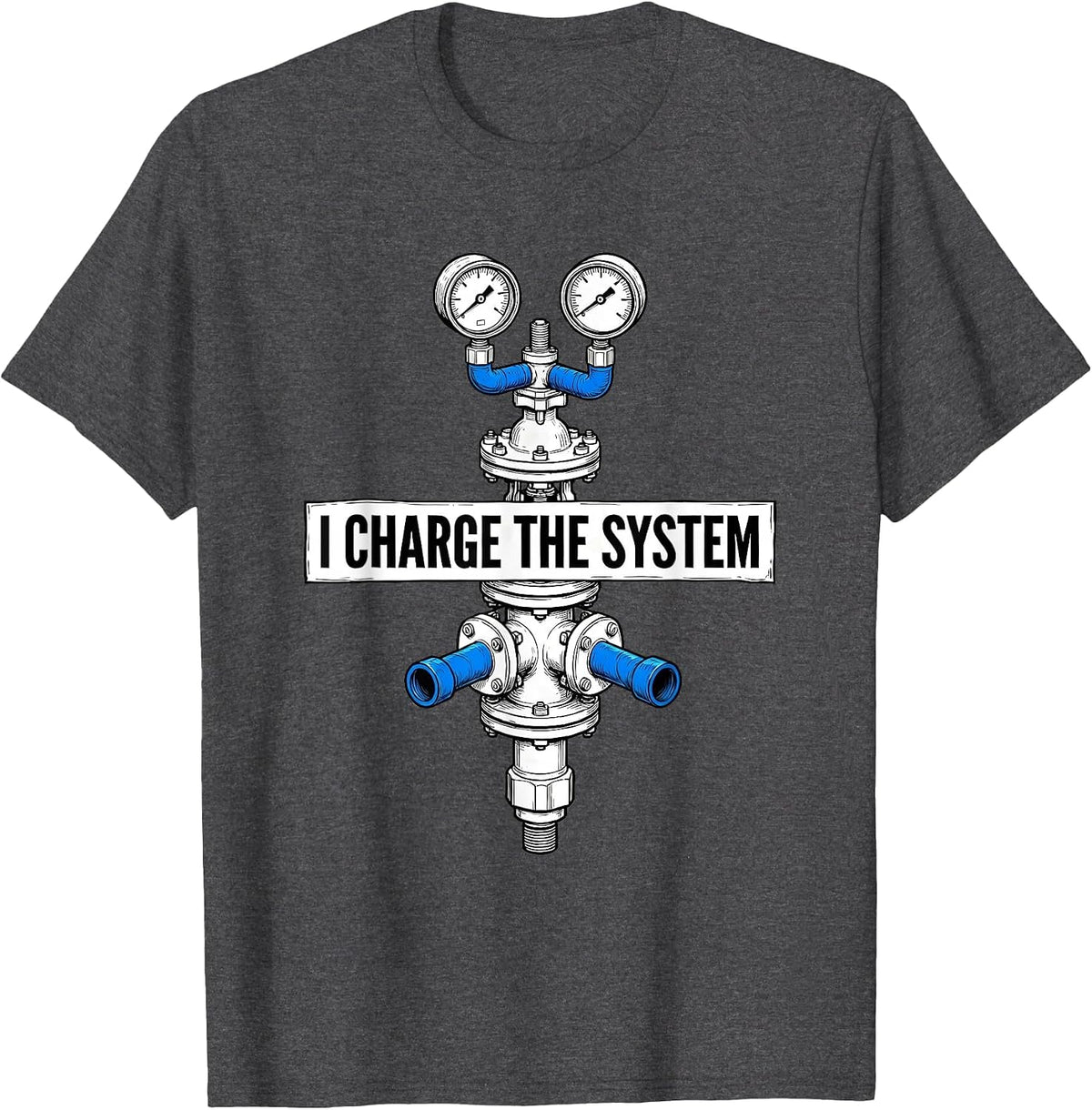 Men's I Charge The System Funny HVAC Technician Charging Pride T-Shirt - Dark Heather Grey