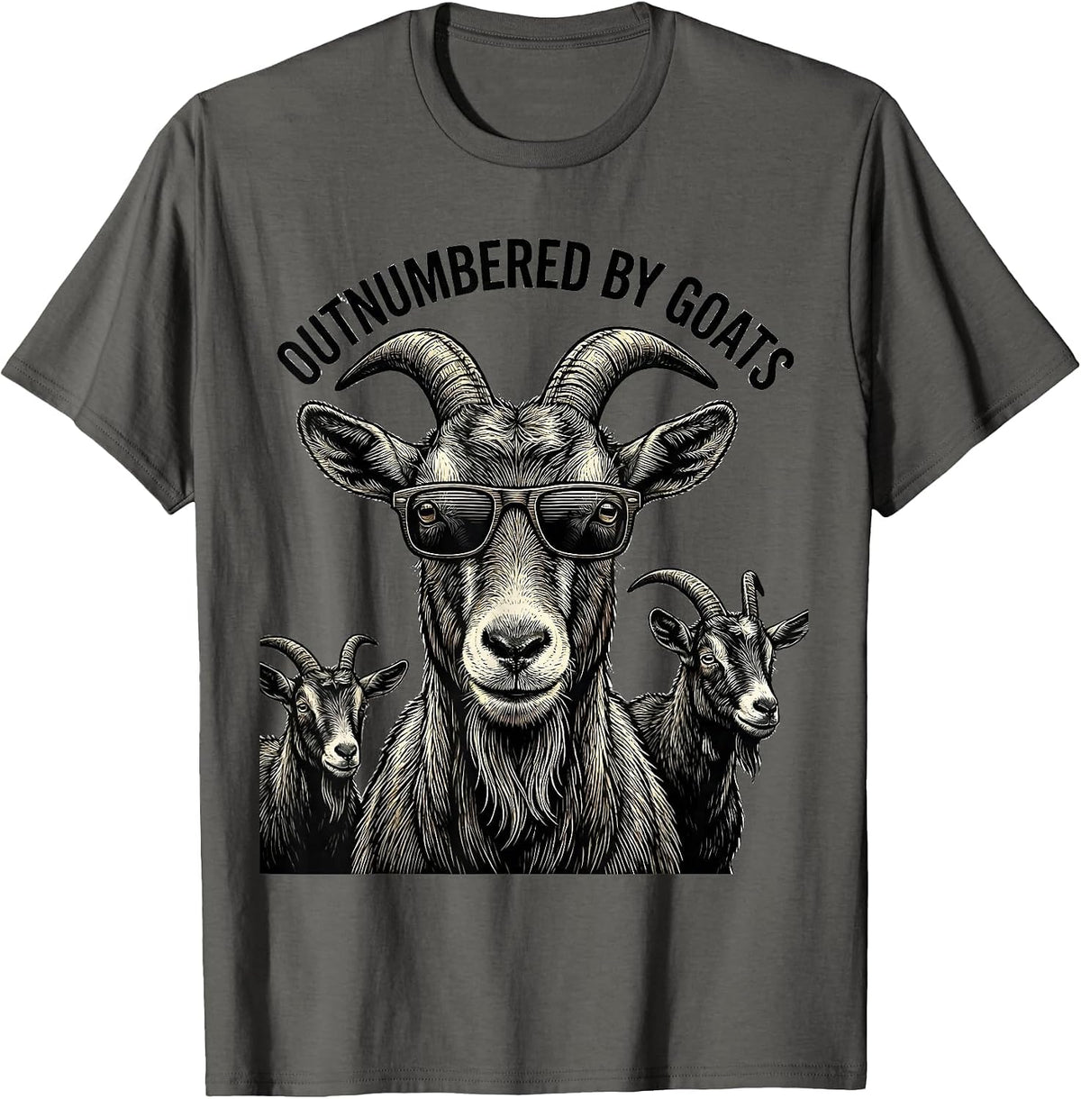 Men's Outnumbered By Goats Funny Goat Lover Novelty Humor T-Shirt - Asphalt Grey