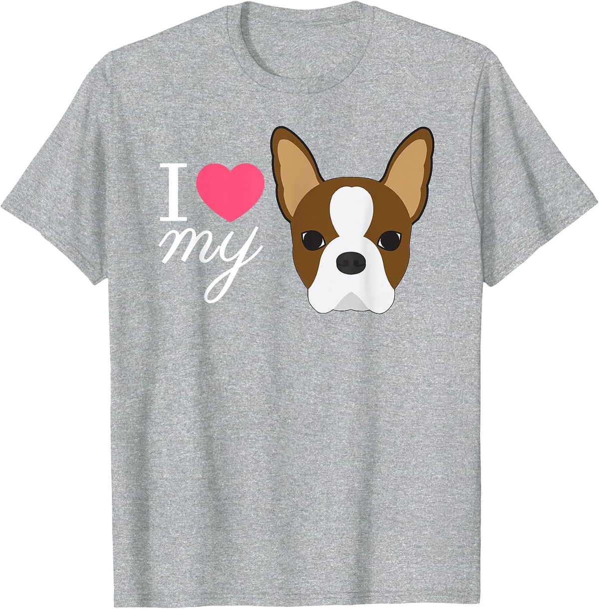 Red Boston Terrier T-Shirt - Heather Grey