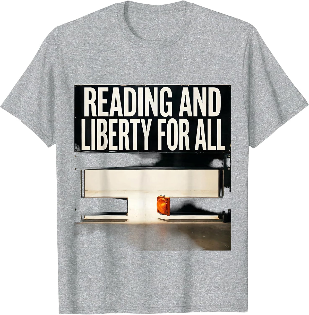 Men's Reading And Liberty For All Brutalist Literacy Justice T-Shirt - Heather Grey