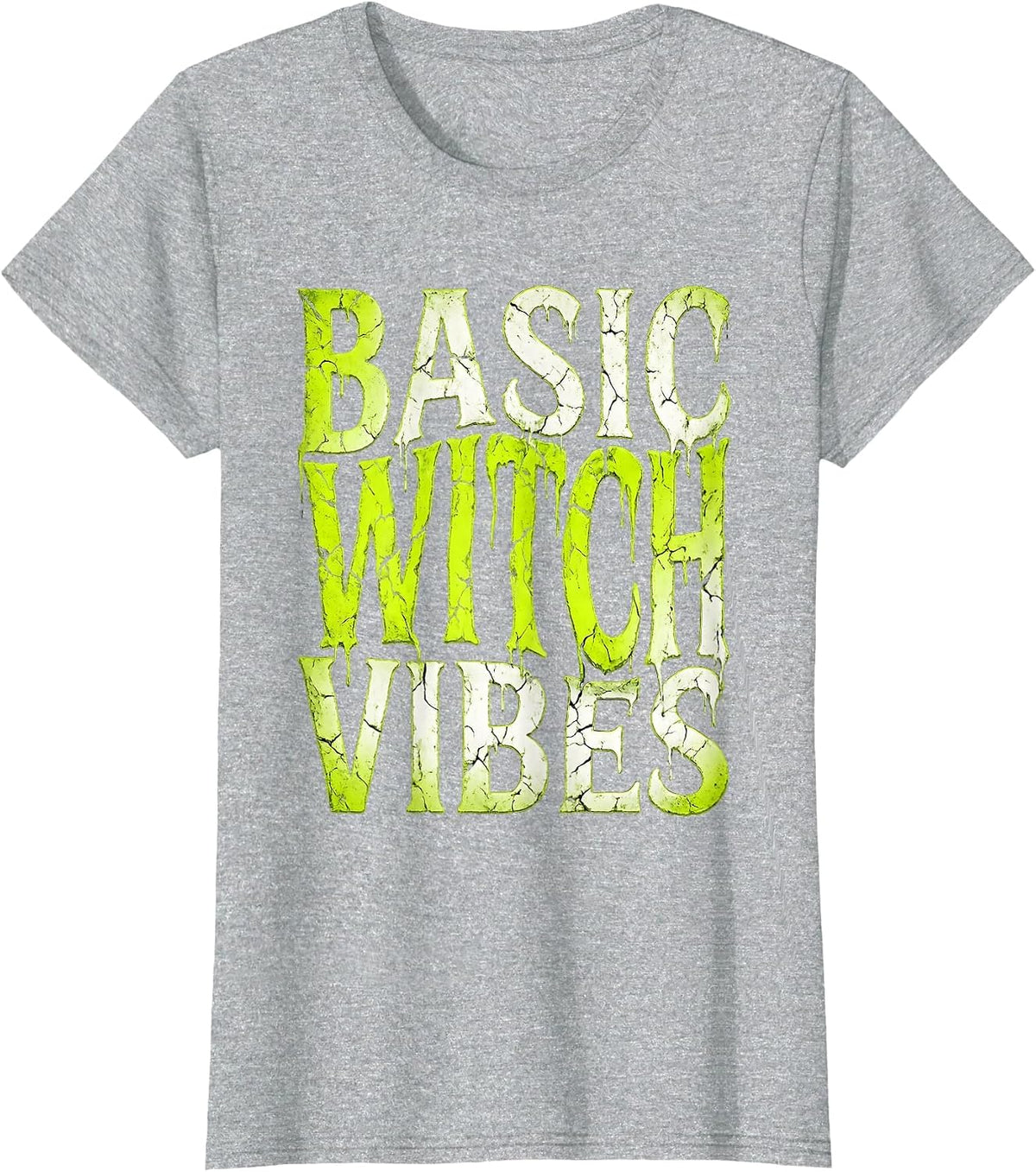Basic Witch Vibes Spooky Season Design T-Shirt - Heather Grey