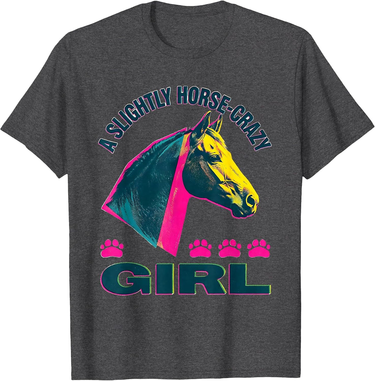 A Slightly Horse-Crazy Girl Funny Horse Lover Equestrian T-Shirt - Dark Heather Grey