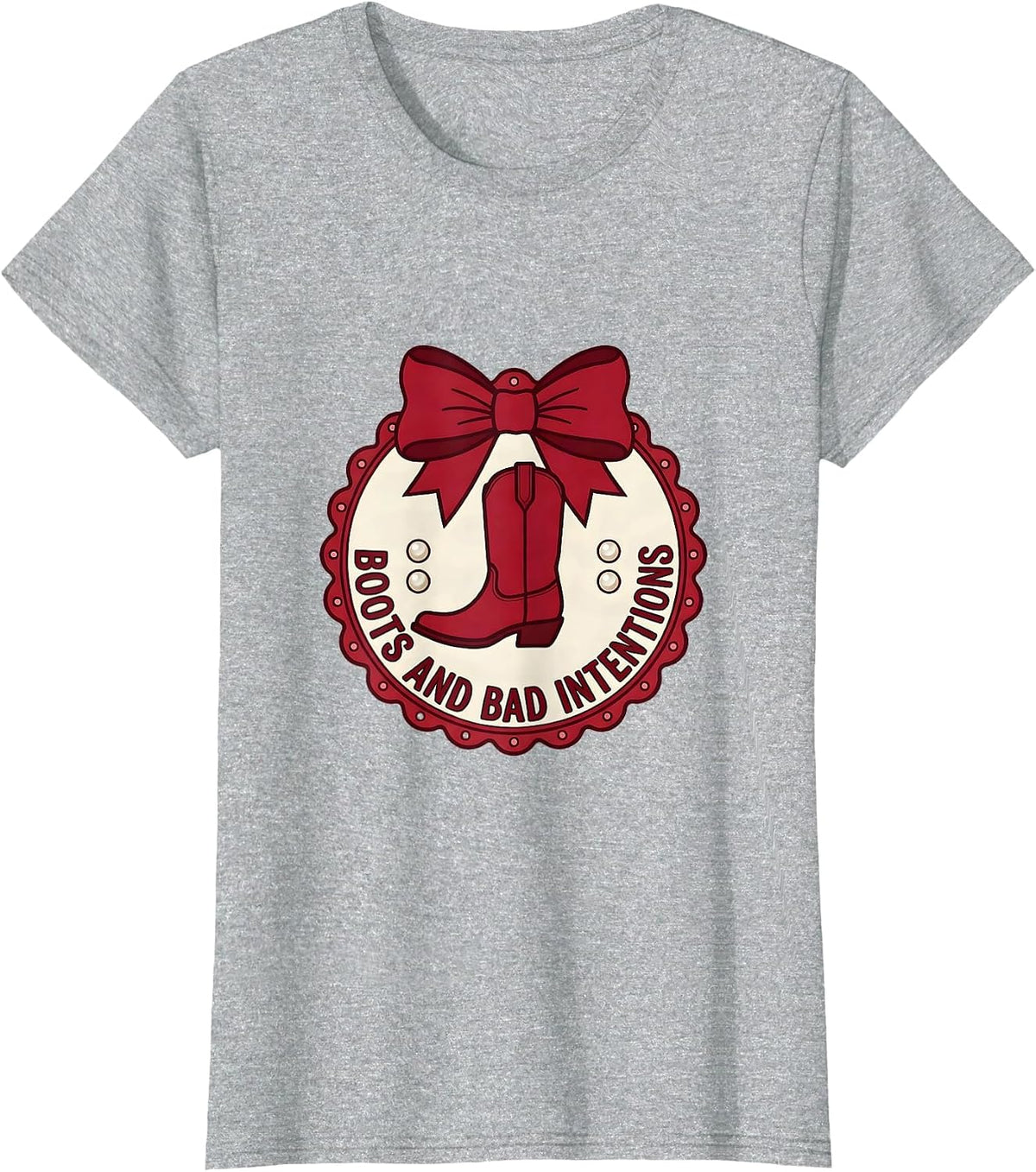 Boots and Bad Intentions Western Girls Design T-Shirt - Heather Grey