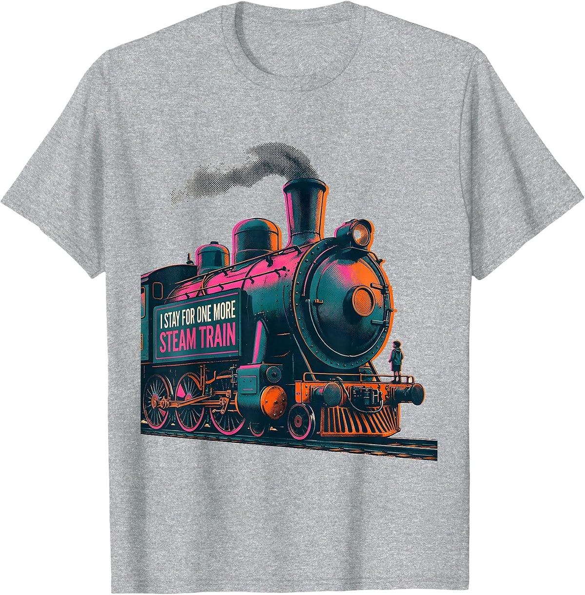 Men's I Stay For One More Steam Train Funny Train Enthusiast T-Shirt - Heather Grey