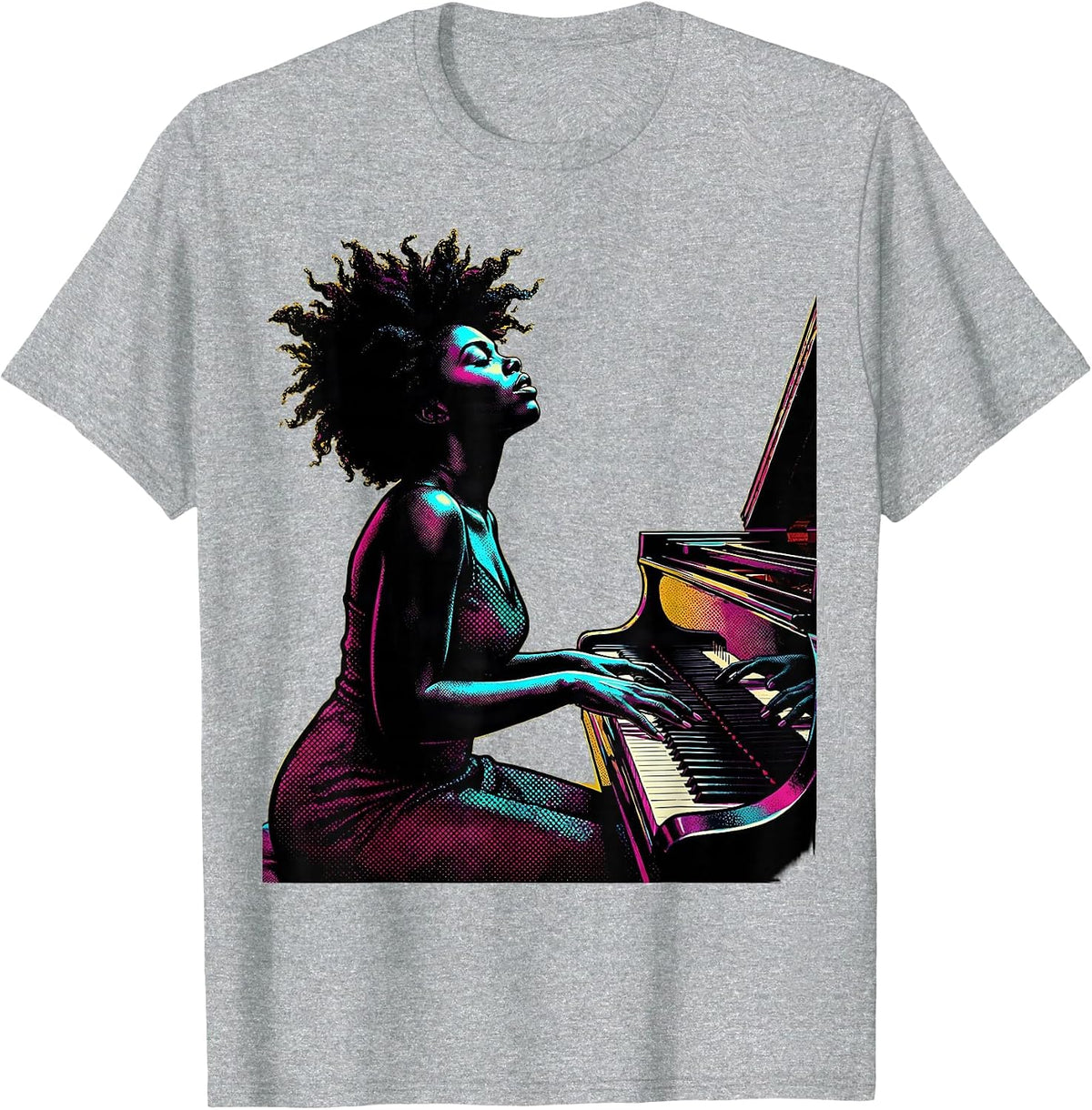 Men's HBCU Grand Piano Player Illustration T-Shirt - Heather Grey